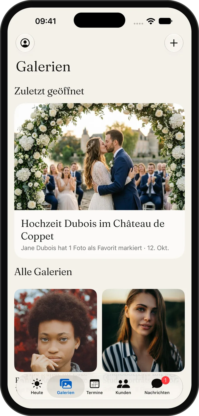 Eine Hochzeitsgalerie in der Galerly App auf dem iPhone