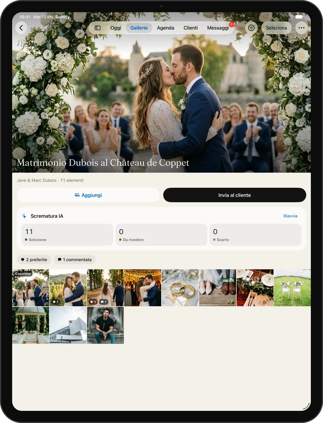 Una galleria su iPad: preferiti e commenti del cliente a colpo d’occhio
